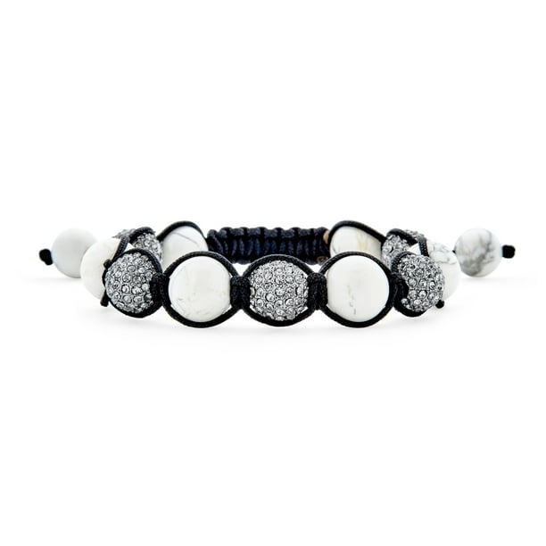 1pcs Disco Ball Hematit Resin Crystal Bead Braided Adjustable Bracelet 12mm